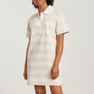 NWT Everlane Jersey polo dress size small beige and cream stripes